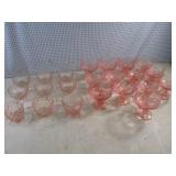 (A-2) Vintage Pink Glass Cups, Dese...