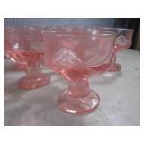 (A-2) Vintage Pink Glass Cups, Dese...