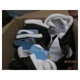 box of pet jackets various sizes...