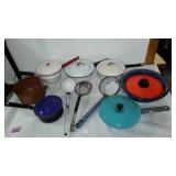 Mostly Enamelware Lot. (16 Pieces.