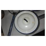 Mostly Enamelware Lot. (16 Pieces.