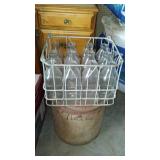 Vintage Milk Crate And Bottles.