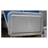 Vintage Toaster And Enamel Ware Refrigerator Box.