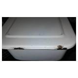 Vintage Toaster And Enamel Ware Refrigerator Box.