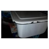 Vintage Toaster And Enamel Ware Refrigerator Box.