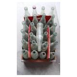 Wood Coca Cola Coke Crate And Bottles.