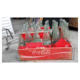 Wood Coca Cola Coke Crate And Bottles.