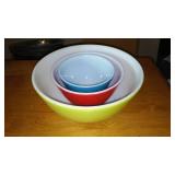 Pyrex Bowls (3) Chip on Red Bowl
