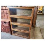 Wooden Bookshelf with Fold-Down Glass Doors