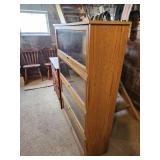 Wooden Bookshelf with Fold-Down Glass Doors