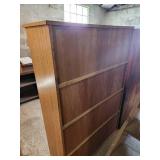 Wooden Bookshelf with Fold-Down Glass Doors