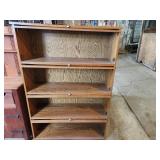 Wooden Bookshelf with Fold-Down Glass Doors