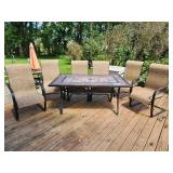 Outdoor Patio Set - Unmbrella Table and (6) Chairs