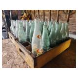 Lot of (2) Vintage Wooden Crates with Glass Pop/Soda Bottles - A&W, Coke, Sun-Rise, Sunkist (empty)