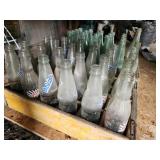 Lot of (2) Vintage Wooden Crates with Glass Pop/Soda Bottles - A&W, Coke, Sun-Rise, Sunkist (empty)