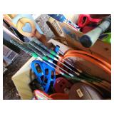 Lot of (2 Boxes) Outdoor/Sports Games and Toys, Hula Hoops, Airport Interlocking Play Mats, Sports Balls, Rackets, Clubs and more