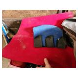 Equine Supplies - (6) Lead Ropes, (1) Bridle, Assorted Bits, (5) Halters, (9) Cinchers, (3) Buggy Whips, Leg Wraps, Saddle Bag, Box of Brushes and Hoof Tools