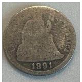 1891 Seated Liberty Dime