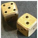Pair of Solid Brass Dice