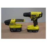 Ryobi One Work Light and Drill with Batteries -No Charger