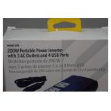 200W Portable Power Inverter with 3 AC Outlets and 4 USB Ports