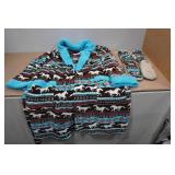 Horse Themed Robe with Slipper Socks -S/M
