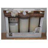 *4* Battery Powered Candles with Wicker Trays