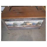 Vintage Wood Lidded storage chest w...