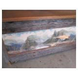 Vintage Wood Lidded storage chest w...