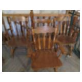 4pc hardwood spindle back chairs (1...