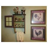 Hand Painted Rooster wall cabinet R...