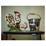 Hand Painted Rooster wall cabinet R...