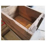 Antique Wood crate box, can crusher...