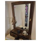 Vintage Wooden Vanity with Mirror and Drawers