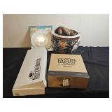 Lot of Tasty by AeroGarden Sprout, Music of the Spheres, Porcelain Plate, and Decorative Plant Pot