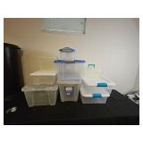 Lot of Plastic Storage Totes and Containers