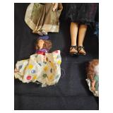 Lot of Vintage Dolls in Various Dresses