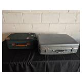 Vintage Suitcase and Green Rolling Luggage Set