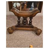 Antique Full-Length Wooden Mirror with Ornate Stand