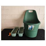 Plastic Garden Tub with Planters and Hose Nozzle
