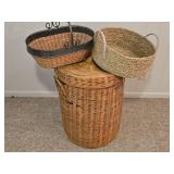Set of 3 Decorative Woven Baskets with Handles