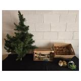 Small Christmas Tree with Lights and Ornaments