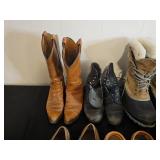 Assorted Footwear Lot: Cowboy Boots, Sneakers, Winter Boots, and More Approx SZs 9 - 9.5