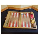 Vintage Backgammon Set with Decorative Folding Screen