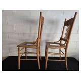 Mixed Set of Three Chairs - Two Wooden and One Black Leatherette