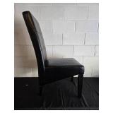 Mixed Set of Three Chairs - Two Wooden and One Black Leatherette