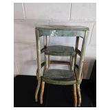Vintage Step Stool and Speaker Set