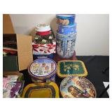 Assorted Vintage and Holiday Tins with Greeting Cards and Gift Bags
