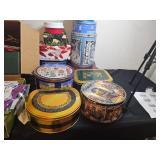 Assorted Vintage and Holiday Tins with Greeting Cards and Gift Bags
