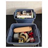 Assorted Lot of Electrical Supplies in Tubs with CFL Bulbs
